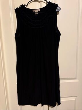 Aa Studio Black Sleeveless Ruffle-Collar Dress
